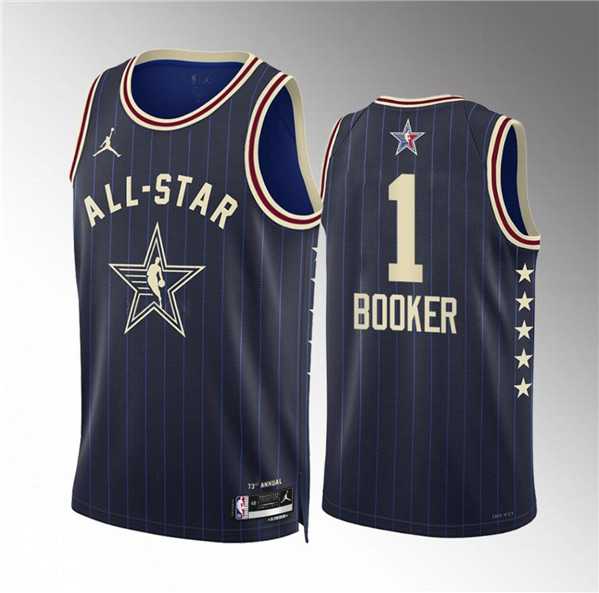 Mens 2024 All-Star #1 Devin Booker Navy Stitched Basketball Jersey->->NBA Jersey